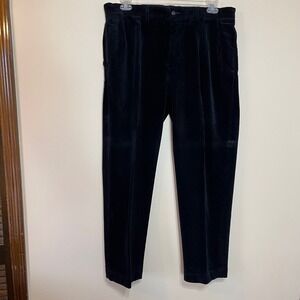 Polo Ralph Lauren Ethan Pant Mens 36x30 Black Corduroy Pleated Cotton Trousers